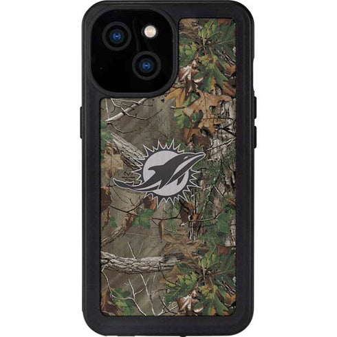 NFL Miami Dolphins Realtree Xtra Green Camo iPhone 15 Waterproof Case